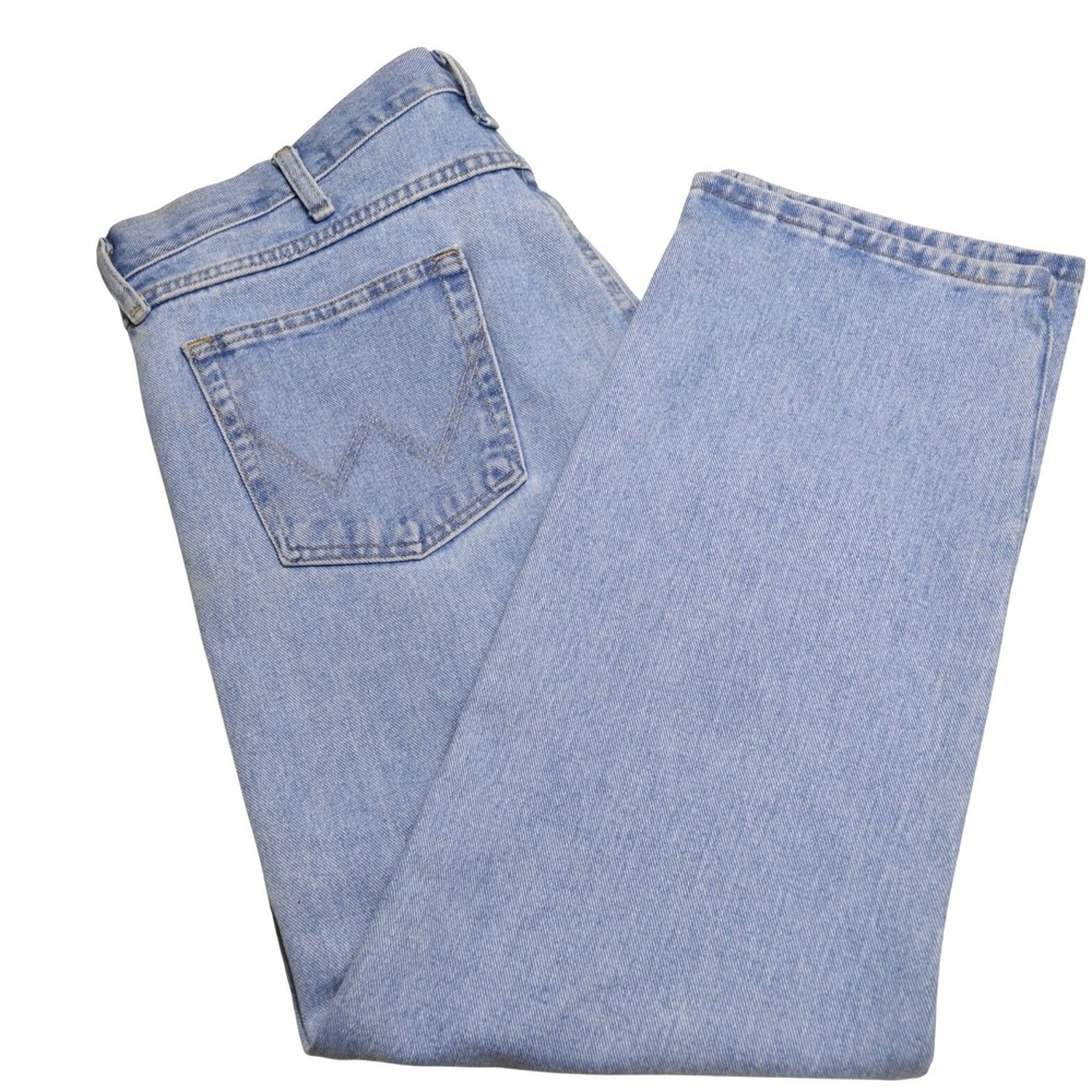 Wrangler Jeans Mens 38x30 Light Blue Five Star Denim Straight Leg 10WB001VI